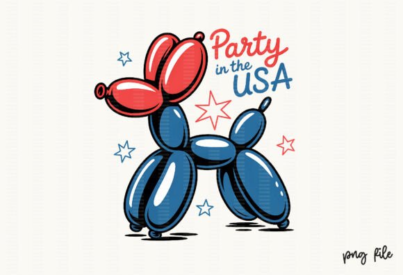 Balloon Dog Party in the USA PNG: Festive Design Asset