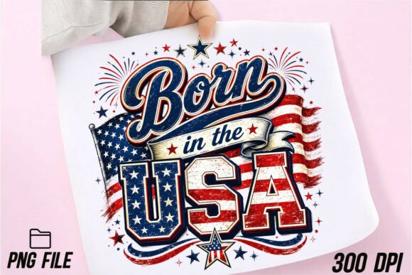 Celebrate American Pride: Born in the USA PNG for 4th of July