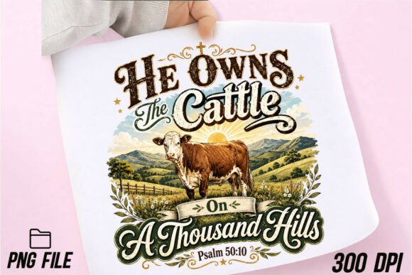 Christian Cattle on a Thousand Hills PNG: Faith Meets Ranch Aesthetic