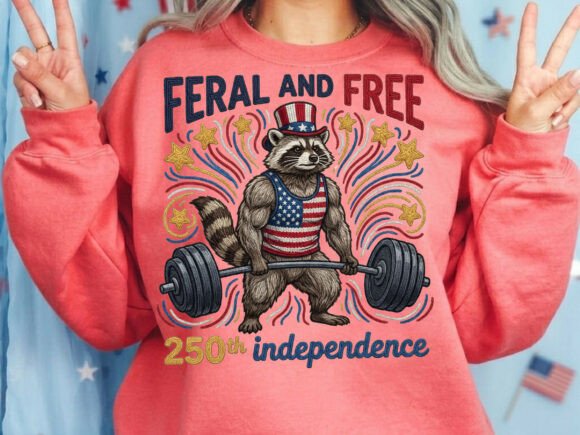 Funny Raccoon 250th Tshirt Png: Feral & Free Patriotic Design
