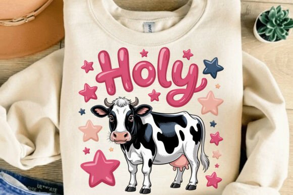 Holy Cow Funny Sarcastic PNG Design: A Retro Western Charm