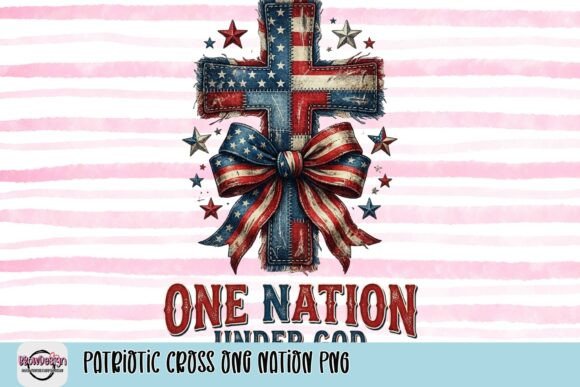 Modern Patriotic Design: The Patriotic Cross One Nation PNG