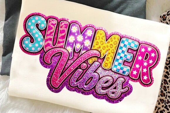 Preppy Glitter Summer Vibes Colorful PNG