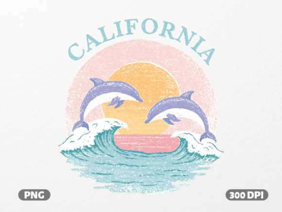 Retro California Dolphins PNG: Capture West Coast Vibes