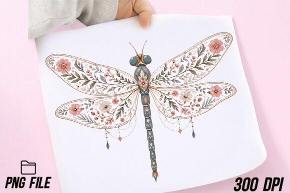 Unleash Your Creativity with the Dragonfly Floral Boho PNG Design